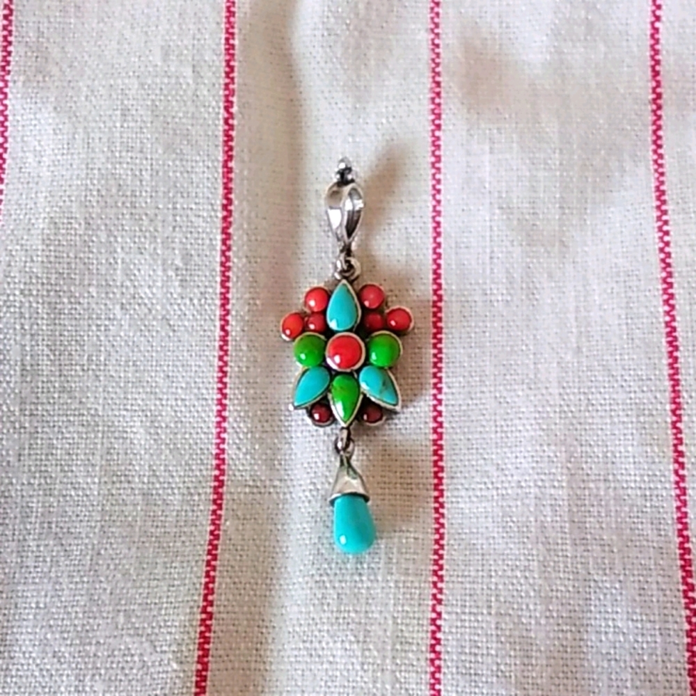 Coral and turquoise pendant.